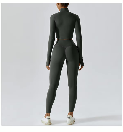 Yoga 3-Piece Outfit Set with Leggings and Top