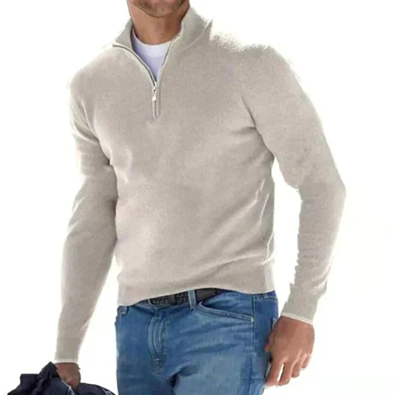 Men's Zip Up Crew Neck Sweater
