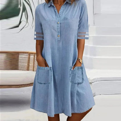 Casual Blue Summer Dress - Luxivelle