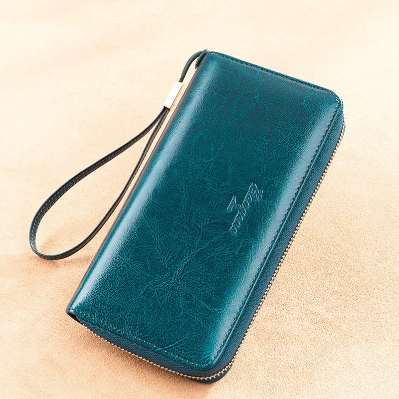 Premium Leather Travel Clutch Wallet with Phone Pocket