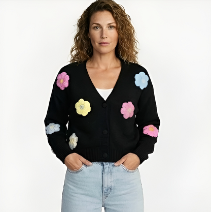 Ladies Floral Open Front Cardigan