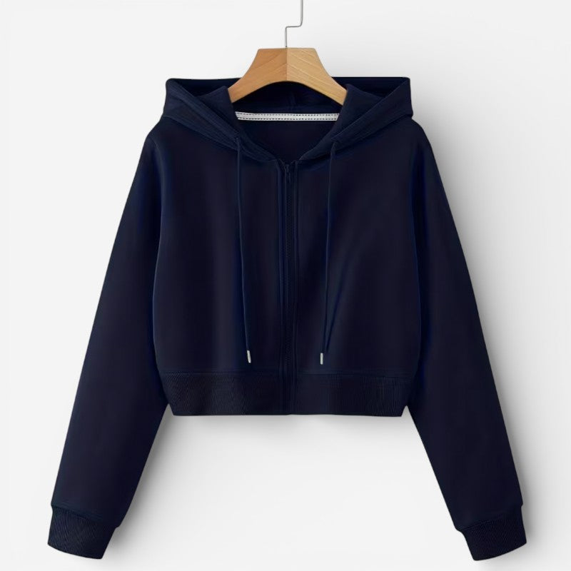 Ladies' Short Zip Hooded Sweatshirt - Luxivelle