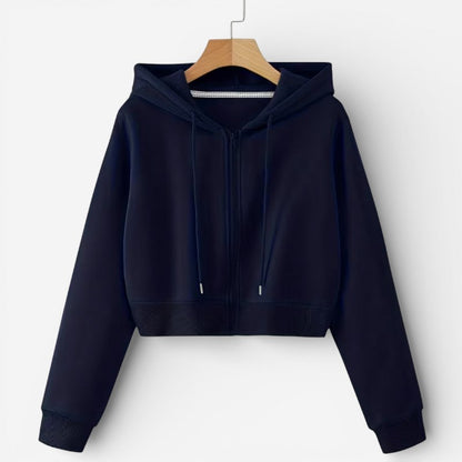 Ladies' Short Zip Hooded Sweatshirt - Luxivelle