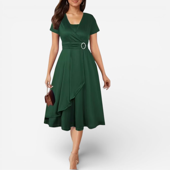 Elegant Ladies' Off-Center Evening Dress - Luxivelle