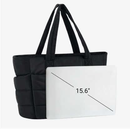 Stylish Quilted Tote Handbag (Black)