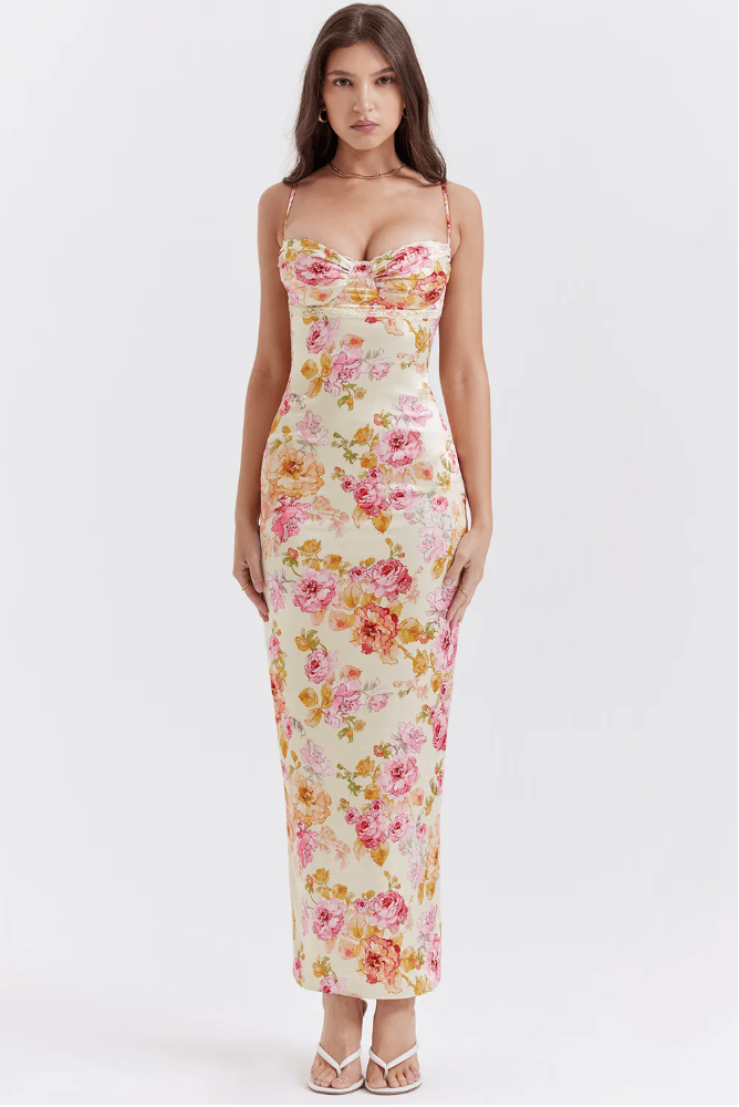 Pretty Floral Summer Spaghetti Strap Dress