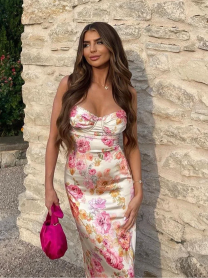 Pretty Floral Summer Spaghetti Strap Dress