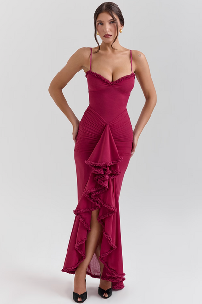 Pretty Ruffled Fit Flare Party Dress