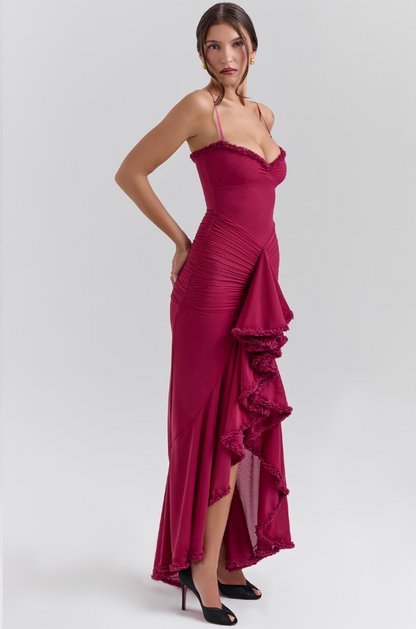 Pretty Ruffled Fit Flare Party Dress