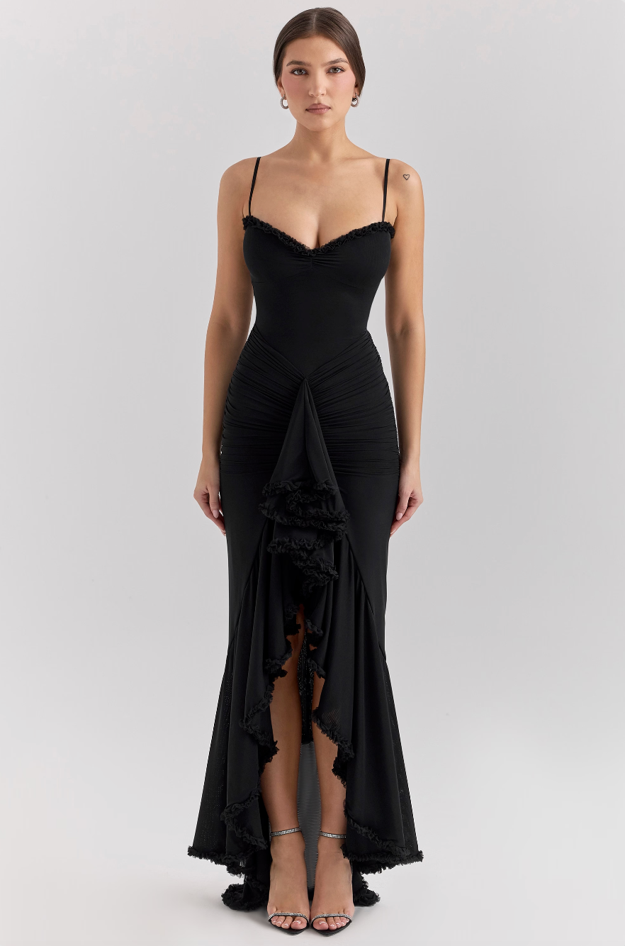Pretty Ruffled Fit Flare Party Dress