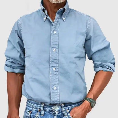 Classic Cotton Long Sleeve Mens Casual Button Down Shirt