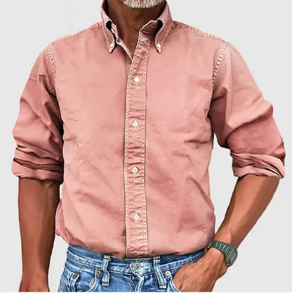 Classic Cotton Long Sleeve Mens Casual Button Down Shirt