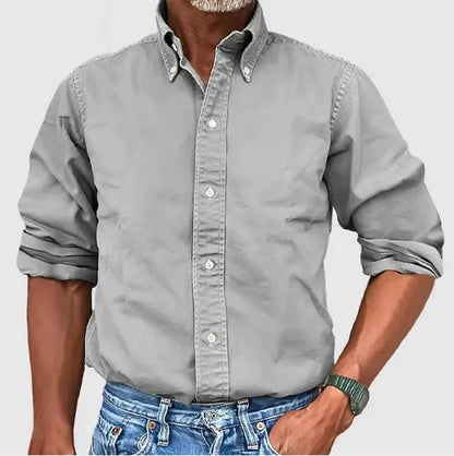 Classic Cotton Long Sleeve Mens Casual Button Down Shirt