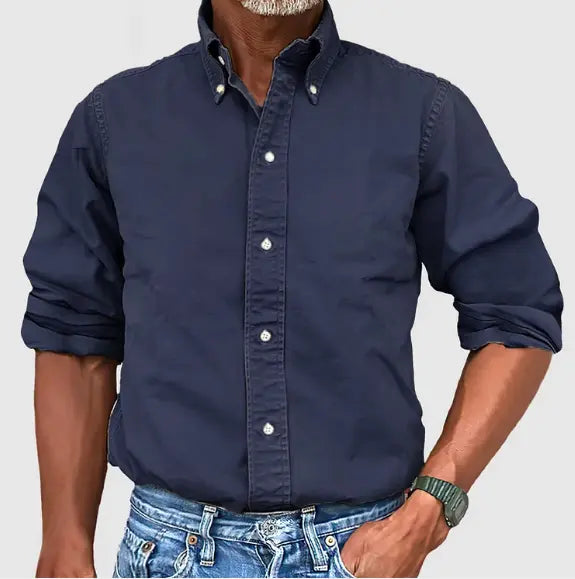 Classic Cotton Long Sleeve Mens Casual Button Down Shirt