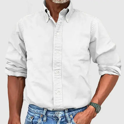 Classic Cotton Long Sleeve Mens Casual Button Down Shirt - Luxivelle