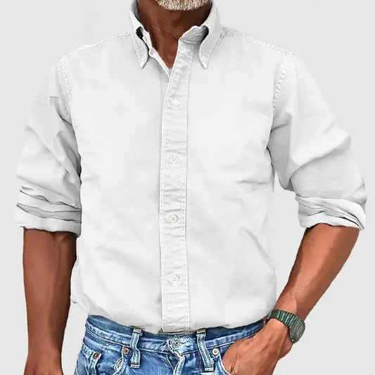 Classic Cotton Long Sleeve Mens Casual Button Down Shirt - Luxivelle