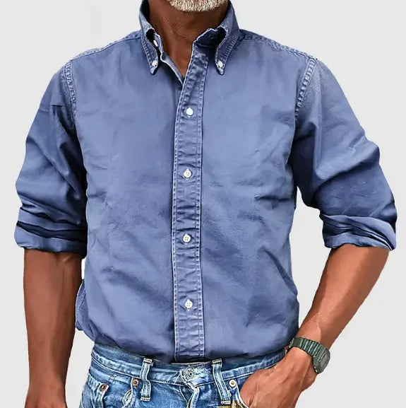Classic Cotton Long Sleeve Mens Casual Button Down Shirt