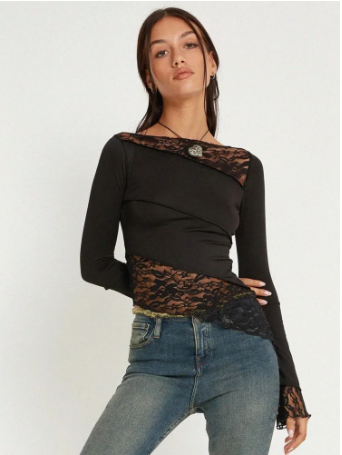 Feminine Crochet Detail Blouse