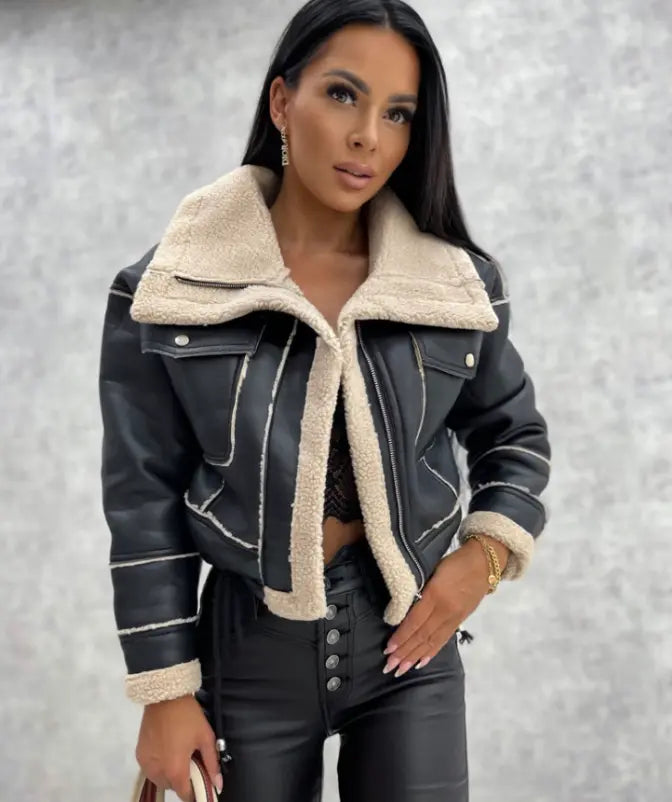 Slim Fit Leather Biker Jacket for Women - Luxivelle