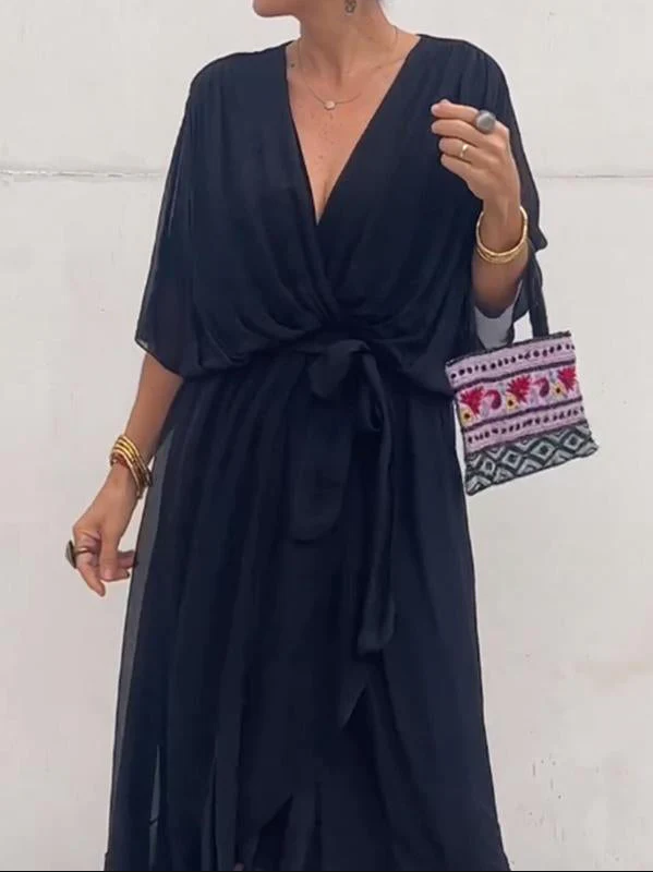 Sophie | Women's Chiffon Dress - Elegant V-Neck Wedding Guest Dress 4