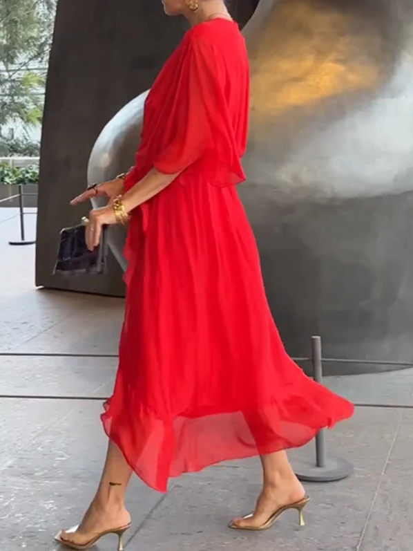 Variant image for Sophie | Women's Chiffon Dress - Elegant V-Neck Wedding Guest Dress-57