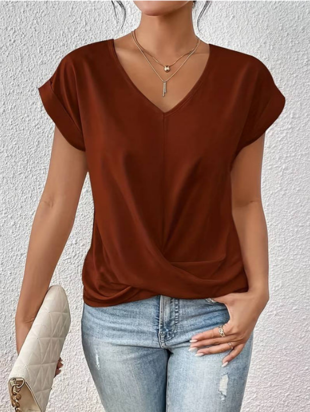 Variant image for Kindred | V Neck T Shirt for Women - Soft Fabric, Casual Draped Fit-6
