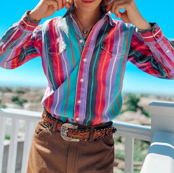 Relaxed Fit Striped Casual Long Sleeve Shirt
