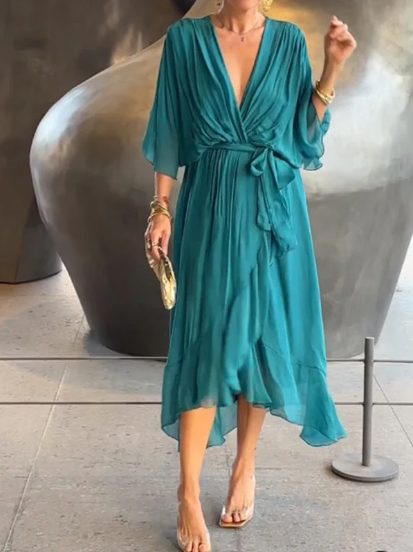 Variant image for Sophie | Women's Chiffon Dress - Elegant V-Neck Wedding Guest Dress-33