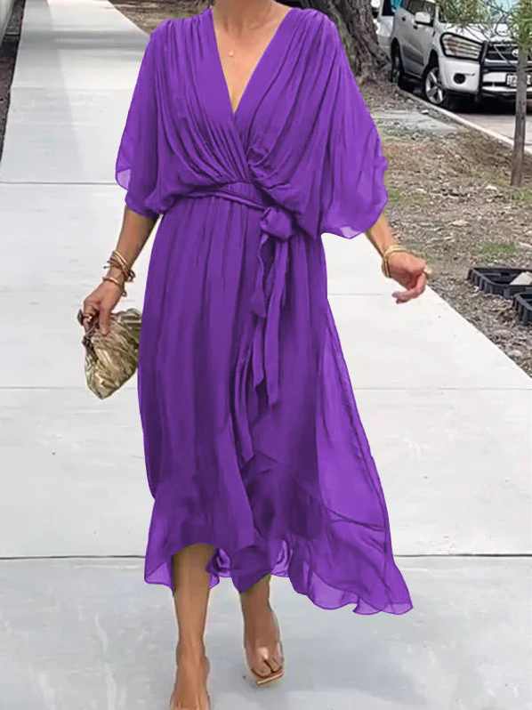 Variant image for Sophie | Women's Chiffon Dress - Elegant V-Neck Wedding Guest Dress-25