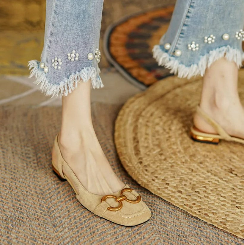 Ladies Comfortable Slip On Square Toe Flats