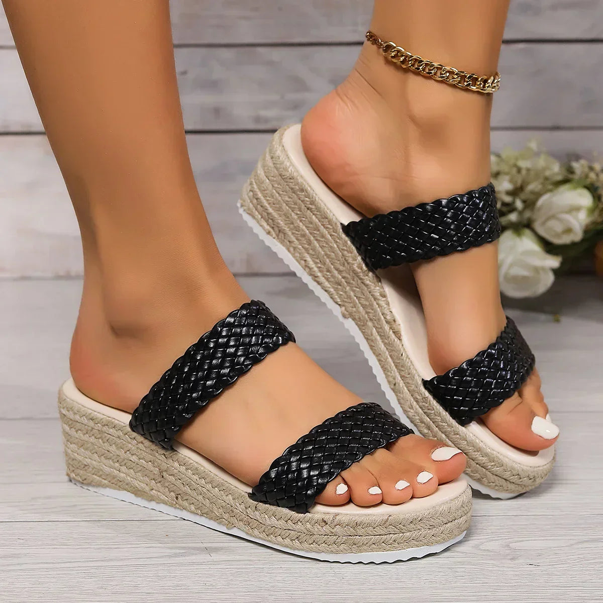 Elegant High Heel Wedge Sandals