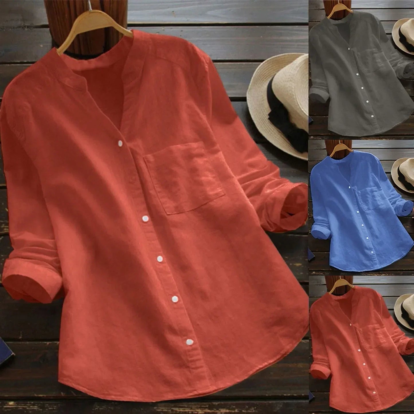 Ladies Classic V-Neck Button Top