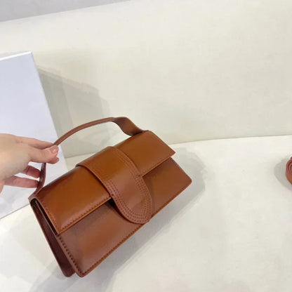 Luxury Small Leather Shoulder Bag in Brown