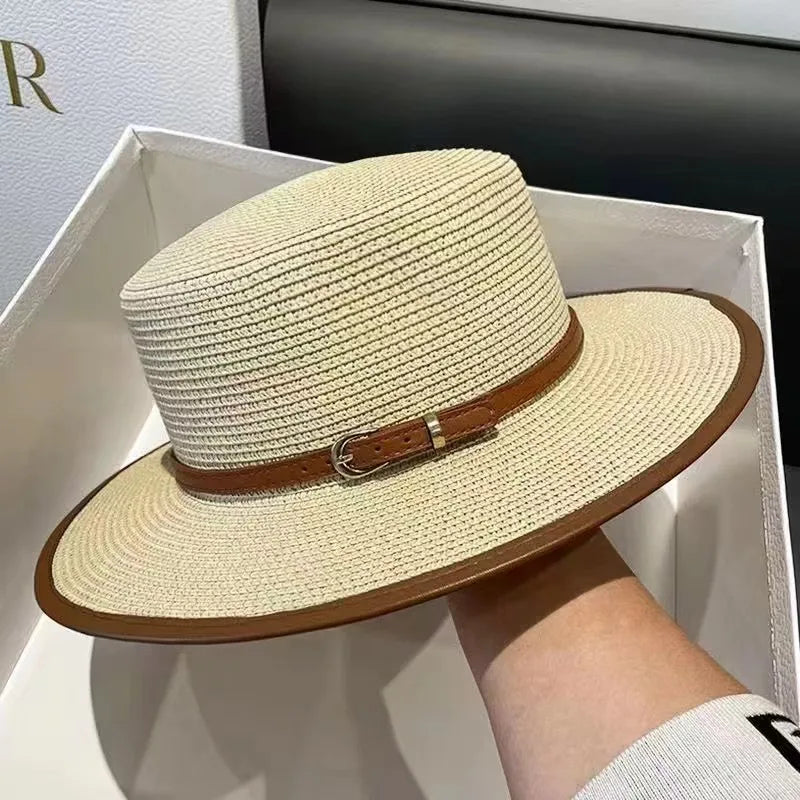 Chic Wide Brim Straw Sun Hat for Women Beachwear - Luxivelle