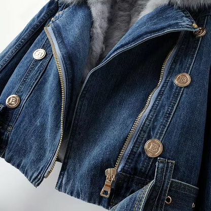 Willow | Faux fur collar denim jacket
