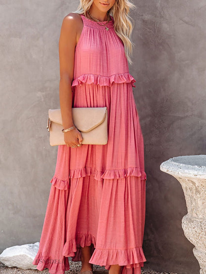 Long Sleeveless Summer Dress Cotton Flowy Maxi Gown