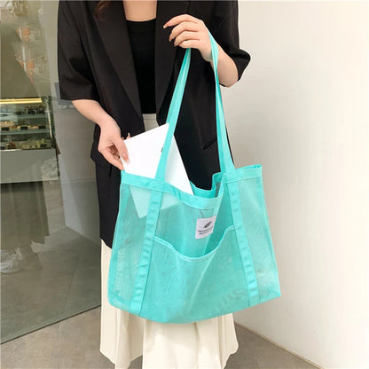 Tina | Transparent Mesh Tote Bag for Beach and Travel-4