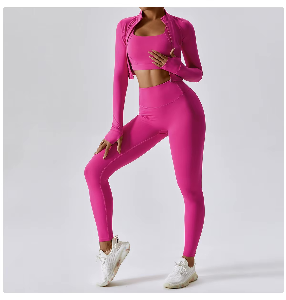Yoga 3-Piece Outfit Set with Leggings and Top