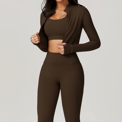Yoga 3-Piece Outfit Set with Leggings and Top