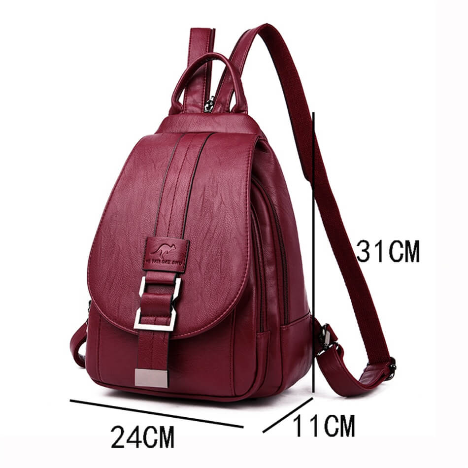 Secure Women's Leather Rucksack - Soft Genuine Sheepskin Backpack