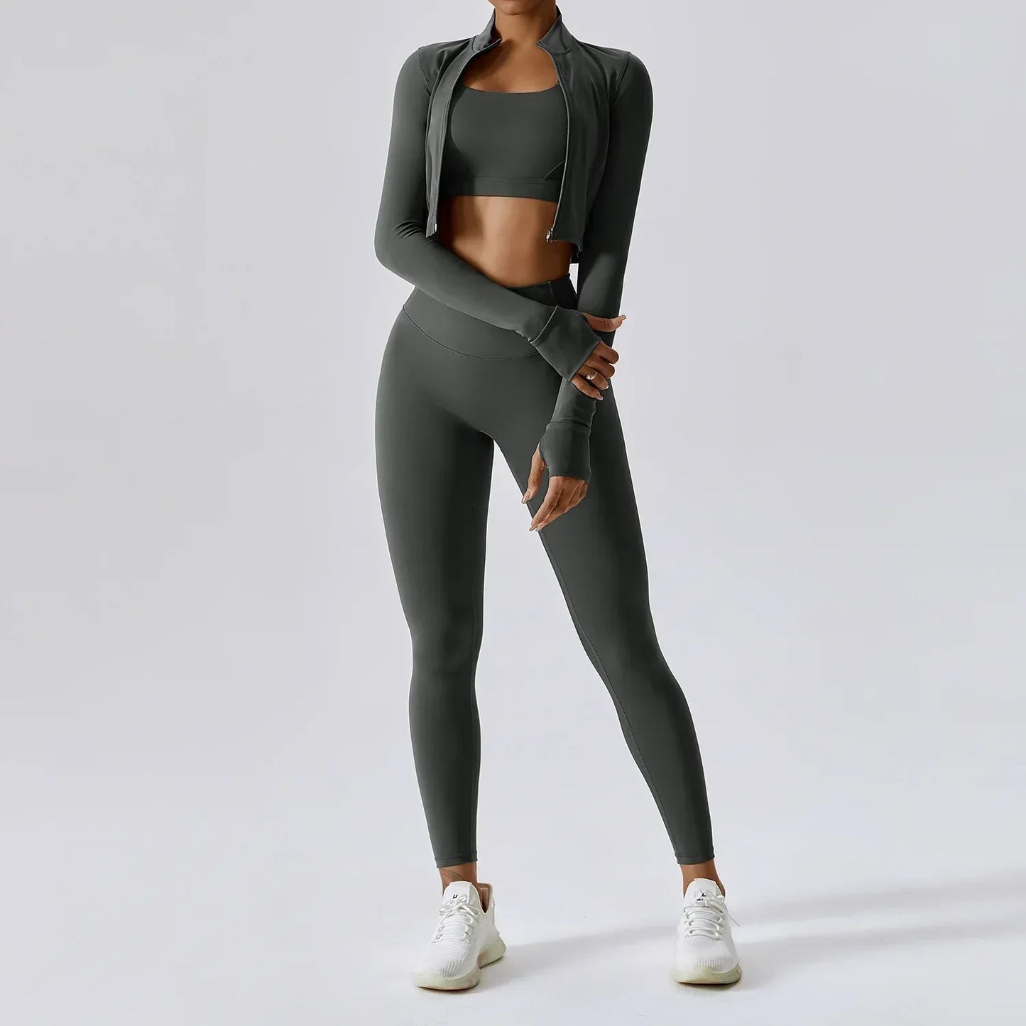 Yoga 3-Piece Outfit Set with Leggings and Top