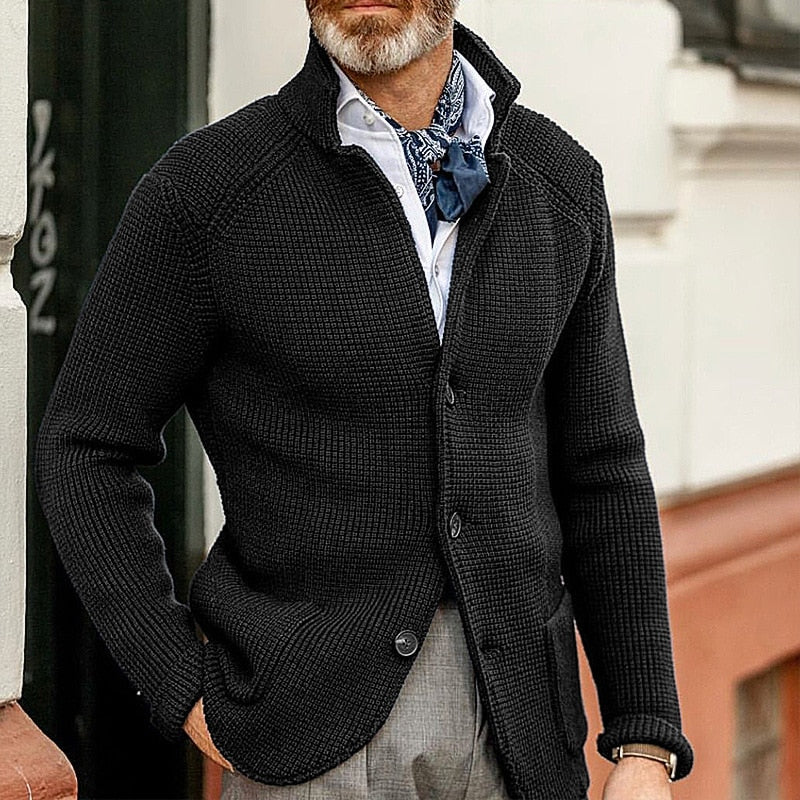 Simple Crew Neck Cardigan for Men - Luxivelle