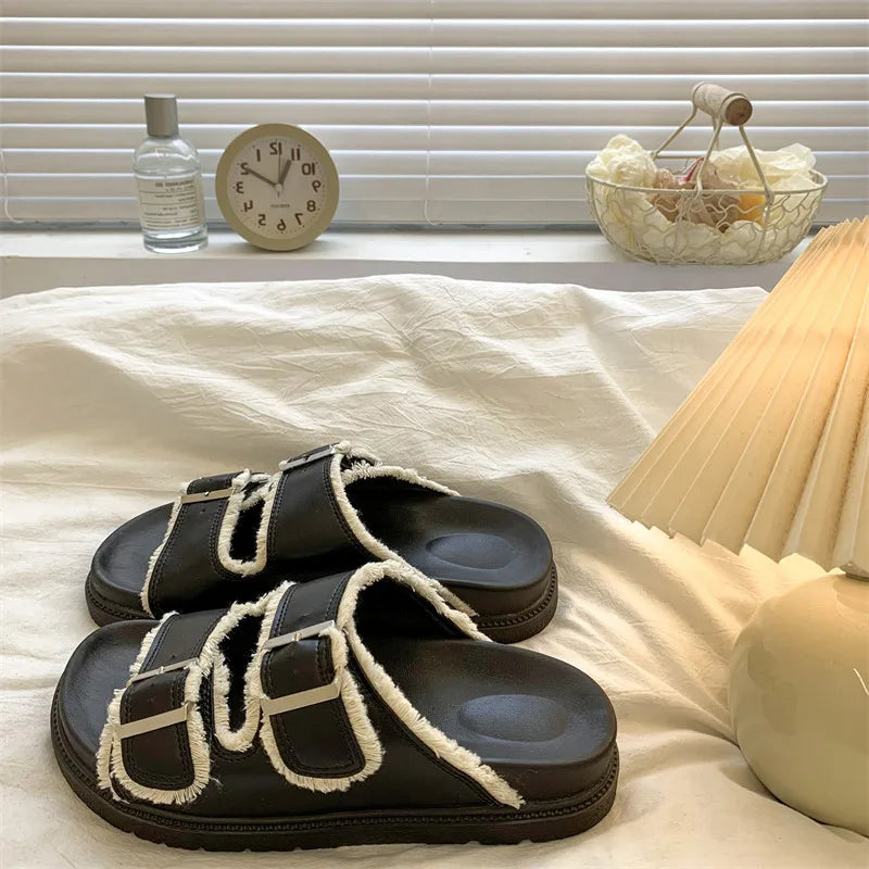 Comfortable Buckle Slide Sandal - Soft Everyday Shoes