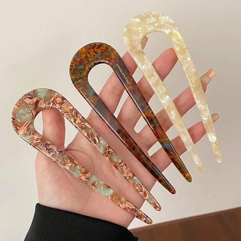Chic Marble Hair Clips for Women Bun Maker