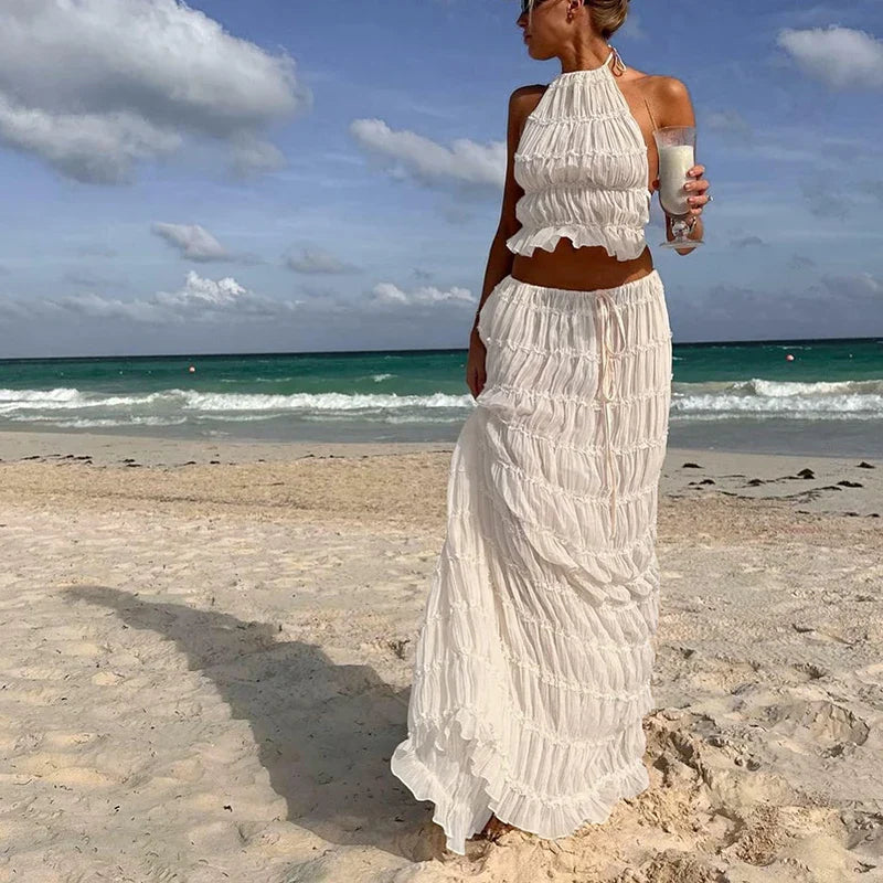 Bella | 2 Piece White Beach Outfit-2