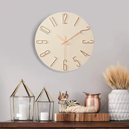 Simple Wood Wall Clock – Quiet Quartz Modern Design