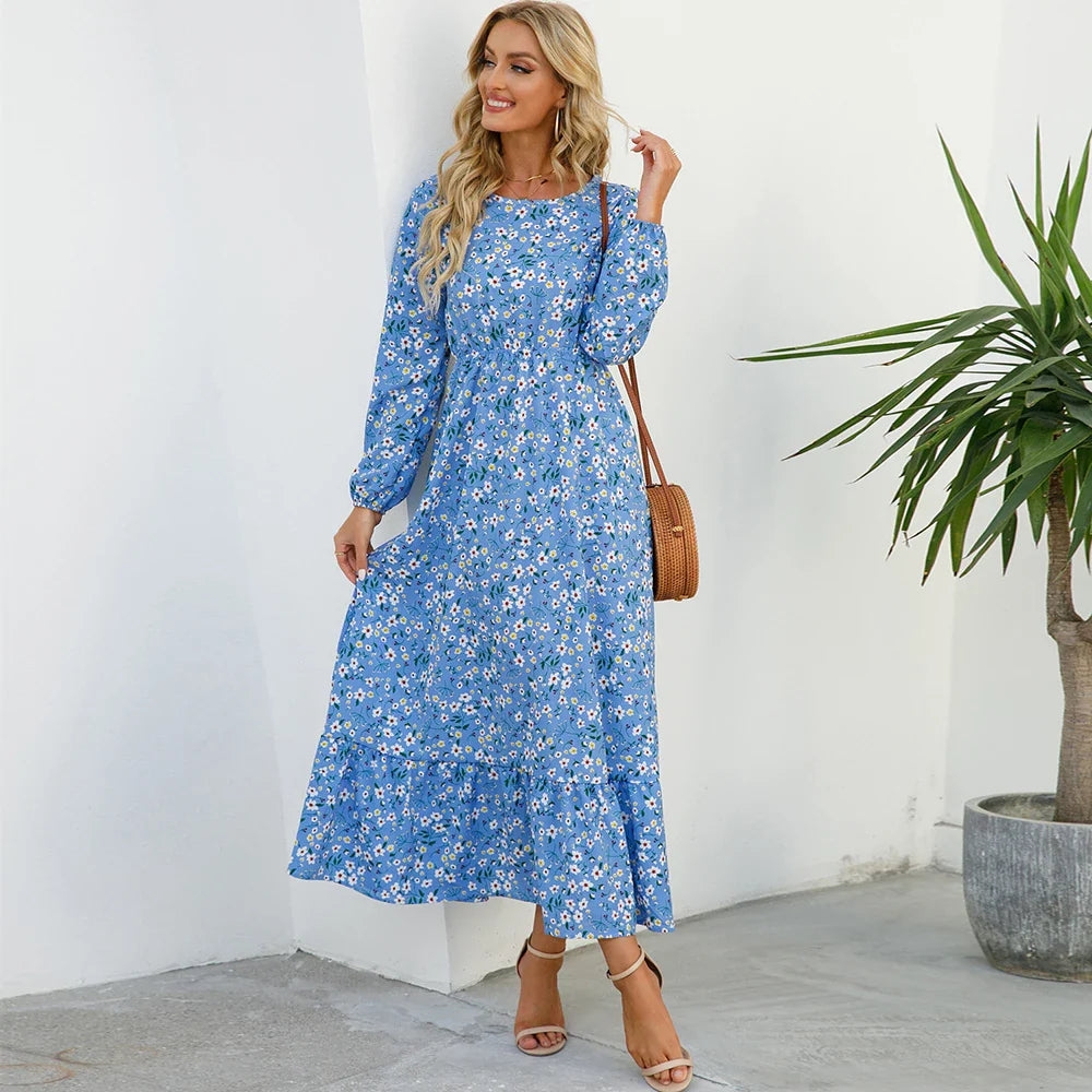 Variant image for Bella | Long Sleeve Floral Maxi Dress for Women-9