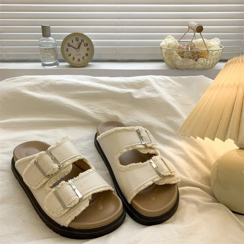 Comfortable Buckle Slide Sandal - Soft Everyday Shoes