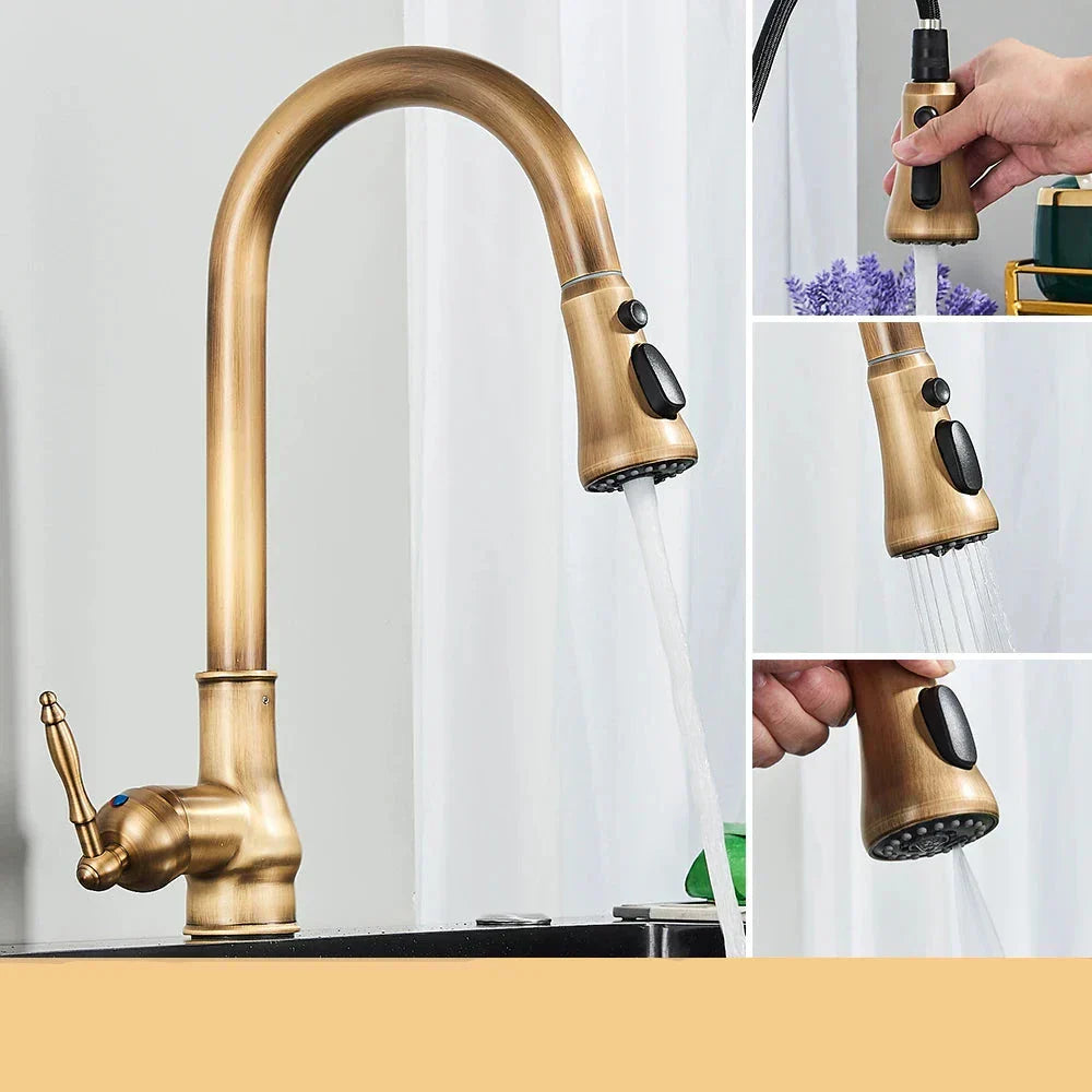 Classic Brass Kitchen Faucet - Traditional Mixer Tap