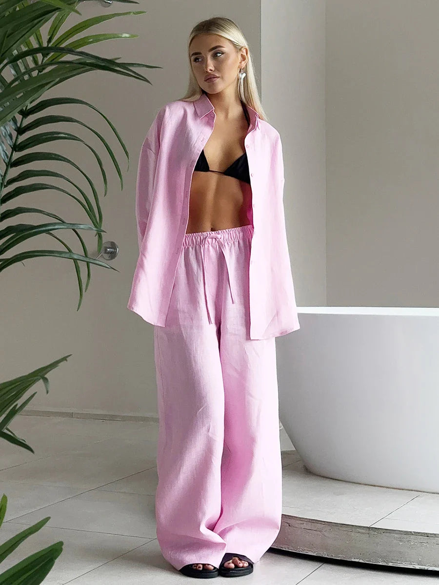 Variant image for Breezy Cotton Casual Pants Set | Summer Outfit-2